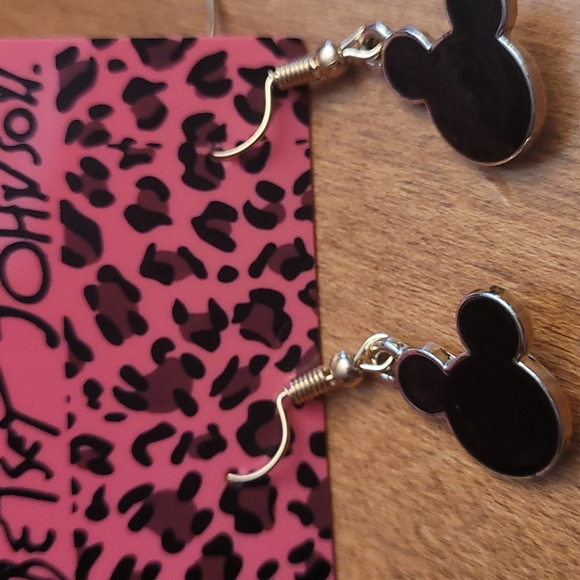 New Betsey Johnson Mickey Mouse Head Ears Hook earrings - Picture 2 of 2
